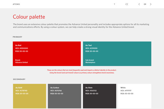 Advance United - UI styleguide designed by Filip Jansky