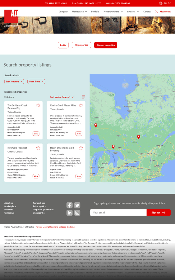 Advance United - Web App designed by Filip Jansky