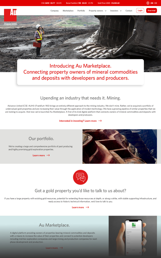 Advance United - Website designed by Filip Jansky