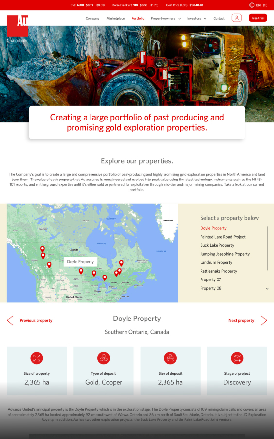 Advance United - Website designed by Filip Jansky