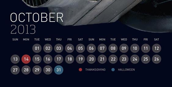 Moto Journal Magazine calendar October 2013 detail design by Filip Jansky