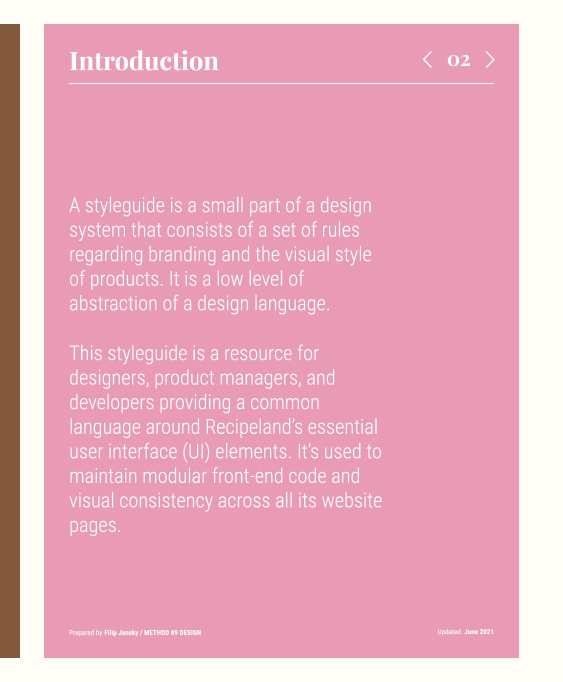 Recipeland - UI styleguide designed by Filip Jansky