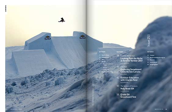 Snowboard Canada 25.1 magazine editorial design by Filip Jansky