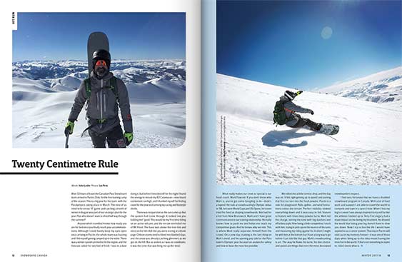 Snowboard Canada 25.1 magazine editorial design by Filip Jansky